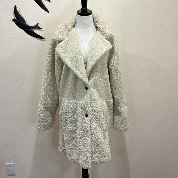 Abercrombie Mixed Fabric Teddy Coat - XL - Cream - Picture 3 of 10
